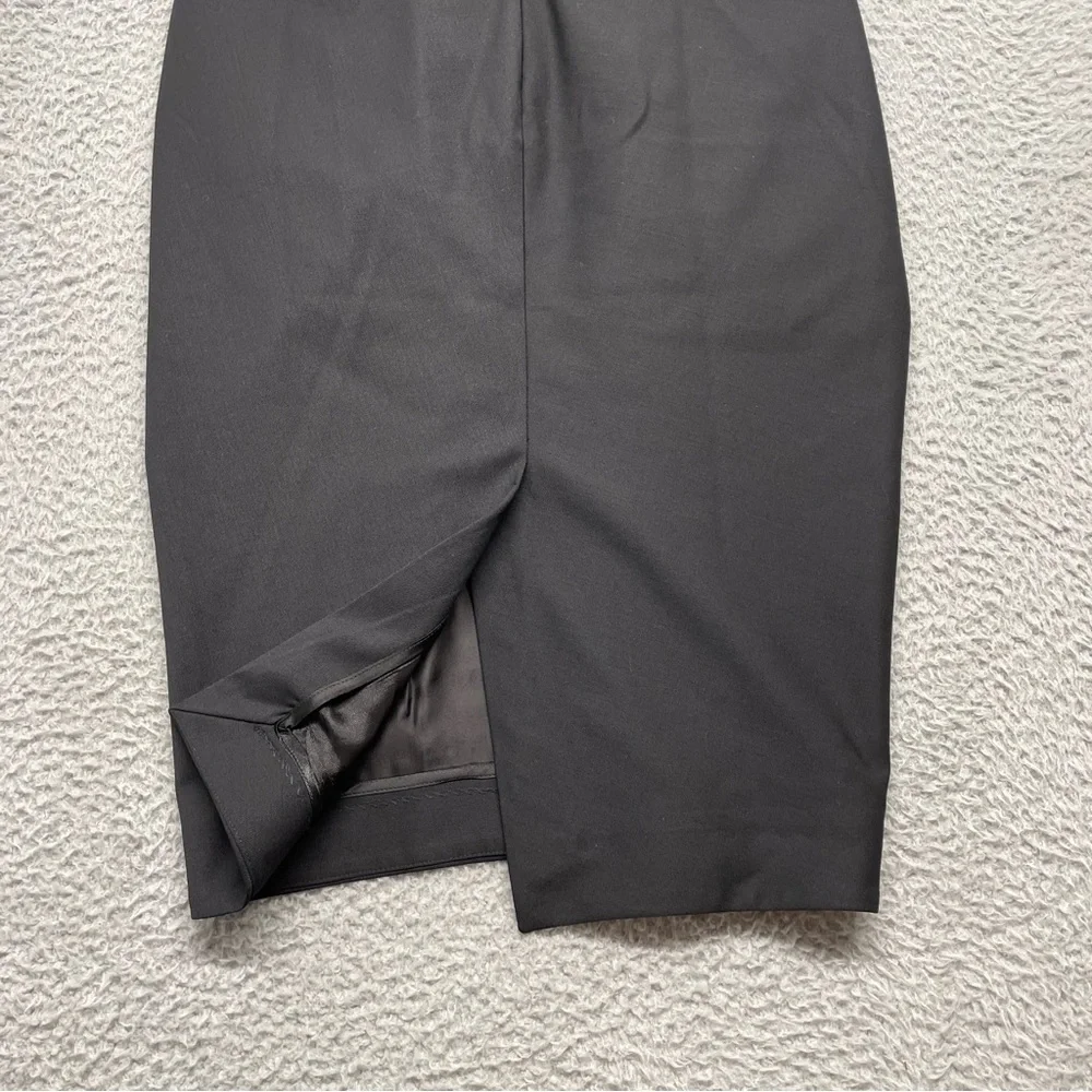 Maurizio Pecoraro Pencil Skirt Womens 6 Black Midi Pleated Wool Blend Italy